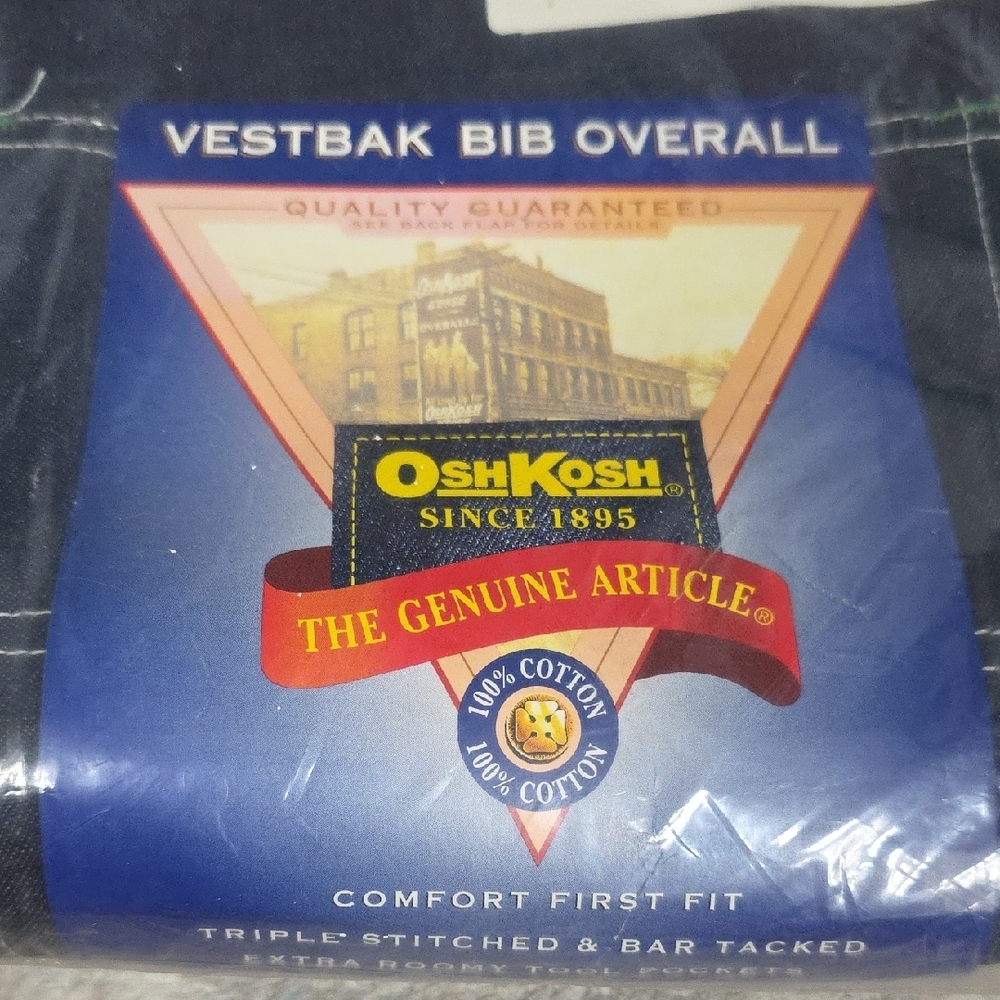 NIP OshKosh Vestbak Bib Overalls - Men’s Size 42x32 - Dark Wash Indigo - Picture 5 of 8